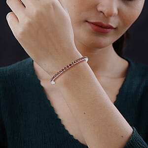 Ankur's Tresure Chest Simulated Red Sapphire Bracelet in Silvertone (7.50 In) 9.65 ctw