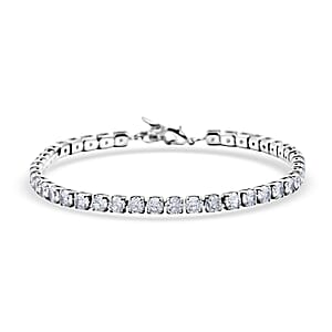 Ankur's Tresure Chest Simulated White Sapphire Bracelet in Silvertone (7.50 In) 9.65 ctw