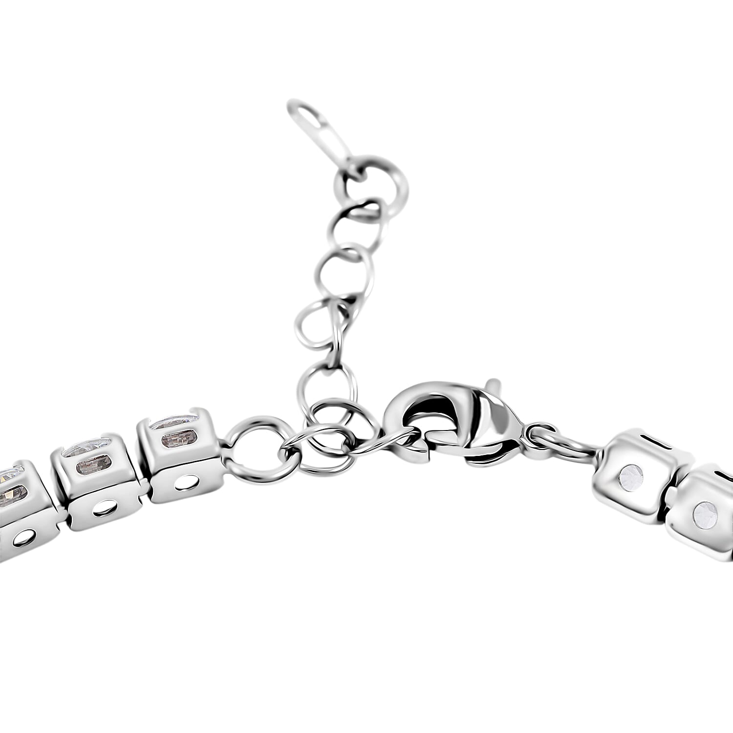 Simulated Diamond Bracelet in Silvertone (7.50 In)