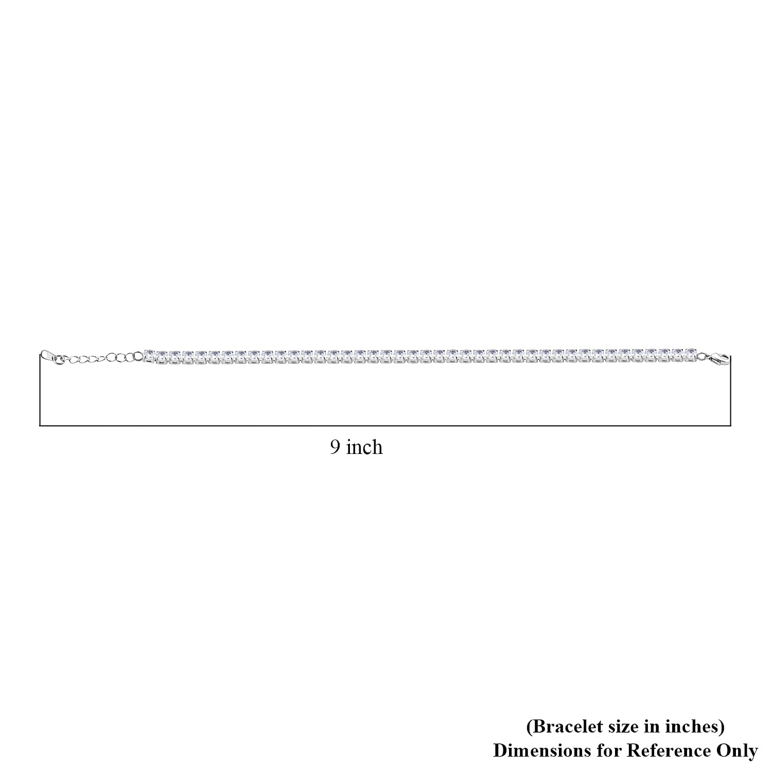 Simulated Diamond Bracelet in Silvertone (7.50 In)