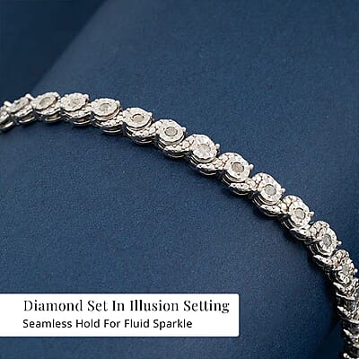 White Diamond 1.00 ctw Bracelet in Sterling Silver (7.25 In)