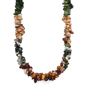 EverTrue Multi Gemstone 400.00 ctw Chips Necklace in Platinum Bond 20 Inches