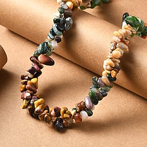 EverTrue Multi Gemstone 400.00 ctw Chips Necklace in Platinum Bond 20 Inches