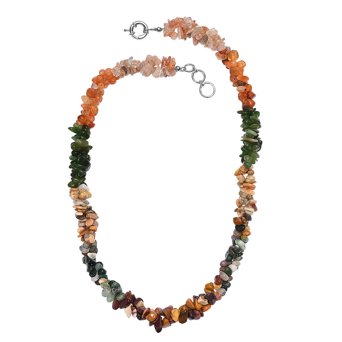 EverTrue Multi Gemstone 400.00 ctw Chips Necklace in Platinum Bond 20 Inches image number 3