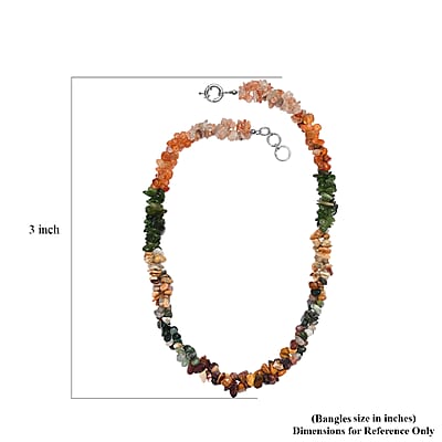 EverTrue Multi Gemstone 400.00 ctw Chips Necklace in Platinum Bond 20 Inches