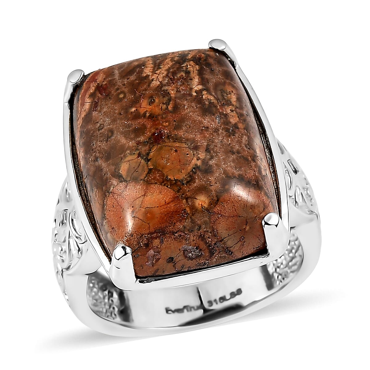 EverTrue Poppy Jasper 17.50 ctw Solitaire Ring in Stainless Steel (Size 10.0) image number 0