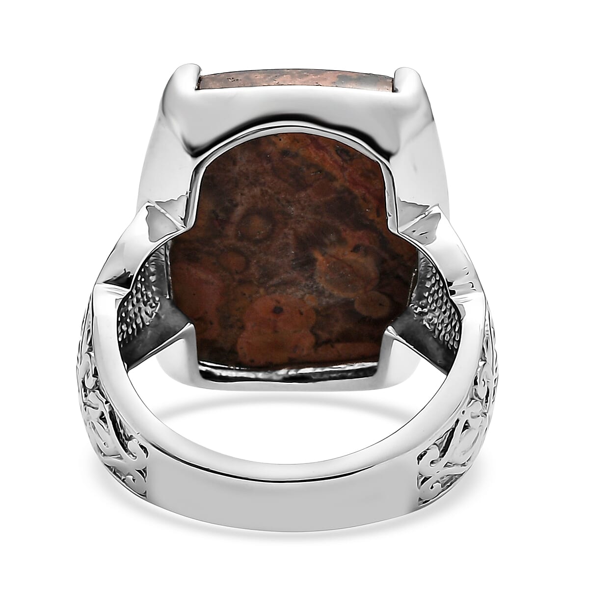 EverTrue Poppy Jasper 17.50 ctw Solitaire Ring in Stainless Steel (Size 11.0) image number 4