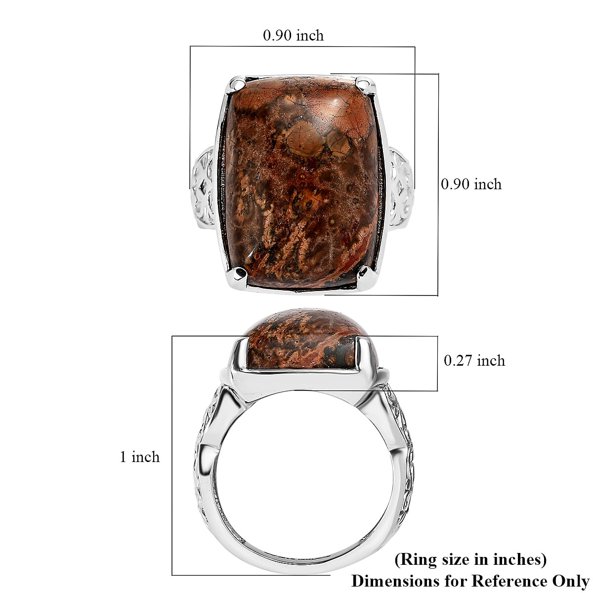 EverTrue Poppy Jasper 17.50 ctw Solitaire Ring in Stainless Steel (Size 7.0) image number 5