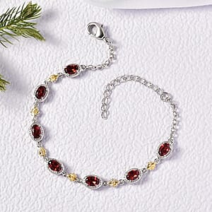 EverTrue Mozambique Garnet 4.10 ctw Bracelet in 18K YG Plated and Platinum Bond (6.50-1.50In)