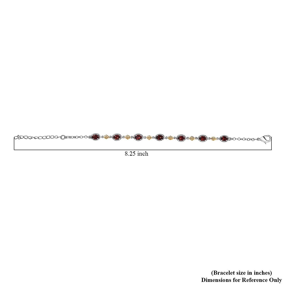 EverTrue Mozambique Garnet 4.10 ctw Bracelet in 18K YG Plated and Platinum Bond (6.50-1.50In) image number 4