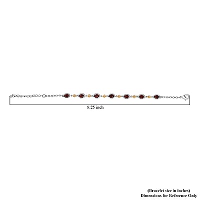EverTrue Mozambique Garnet 4.10 ctw Bracelet in 18K YG Plated and Platinum Bond (6.50-1.50In)