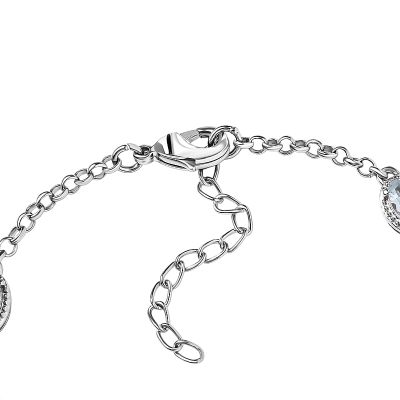 EverTrue Sky Blue Topaz 3.90 ctw Bracelet 18K YG Plated and Platinum Bond (6.5-8.00In)
