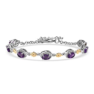 EverTrue African Amethyst 2.90 ctw Bracelet in 18K YG Plated and Platinum Bond (6.5-8.00In)