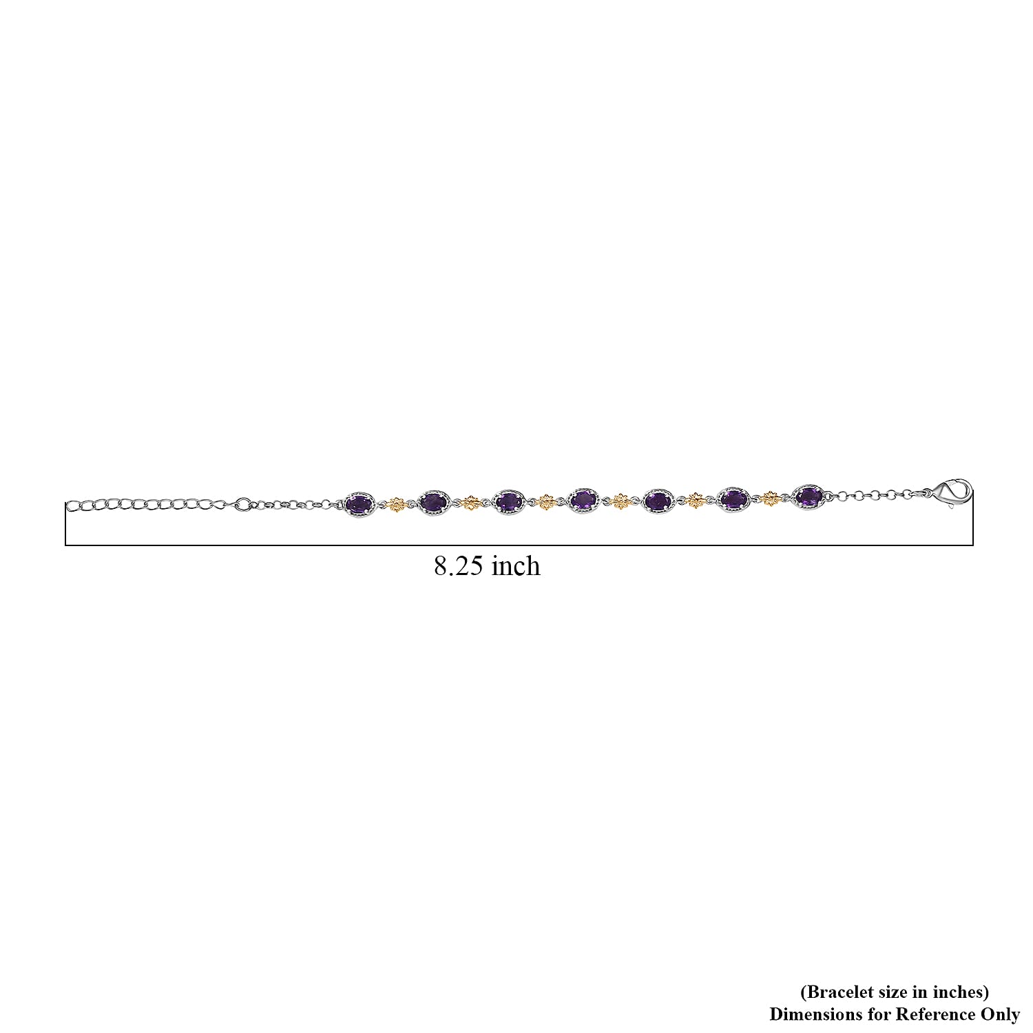 EverTrue African Amethyst 2.90 ctw Bracelet in 18K YG Plated and Platinum Bond (6.5-8.00In)