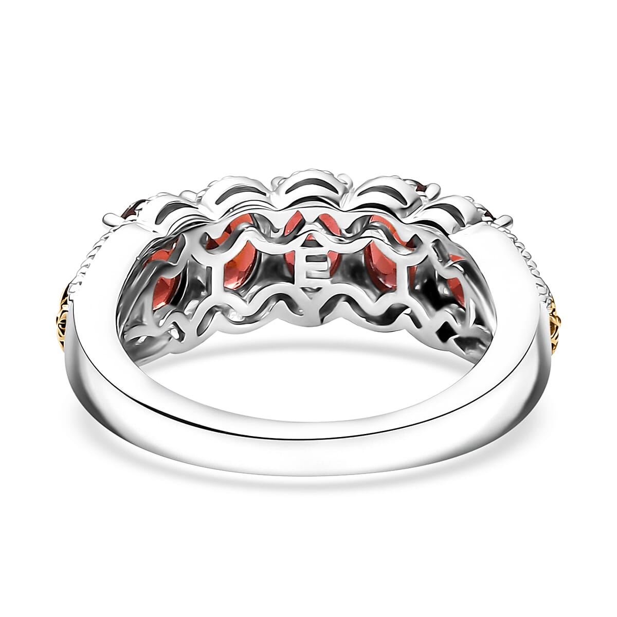 EverTrue Mozambique Garnet 2.75 ctw 5 Stone Ring in 18K YG Plated and Platinum Bond (Size 10.0) image number 4