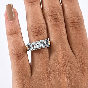 EverTrue Sky Blue Topaz 2.75 ctw 5 Stone Ring in 18K YG Plated and Platinum Bond (Size 7.0)