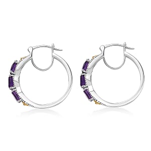 EverTrue African Amethyst Hoop Earring in 18K YG Plated and Platinum Bond 2.50 ctw