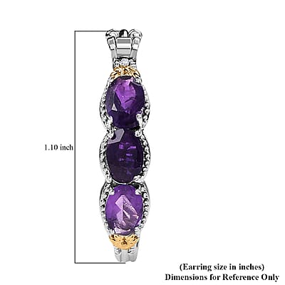 EverTrue African Amethyst Hoop Earring in 18K YG Plated and Platinum Bond 2.50 ctw