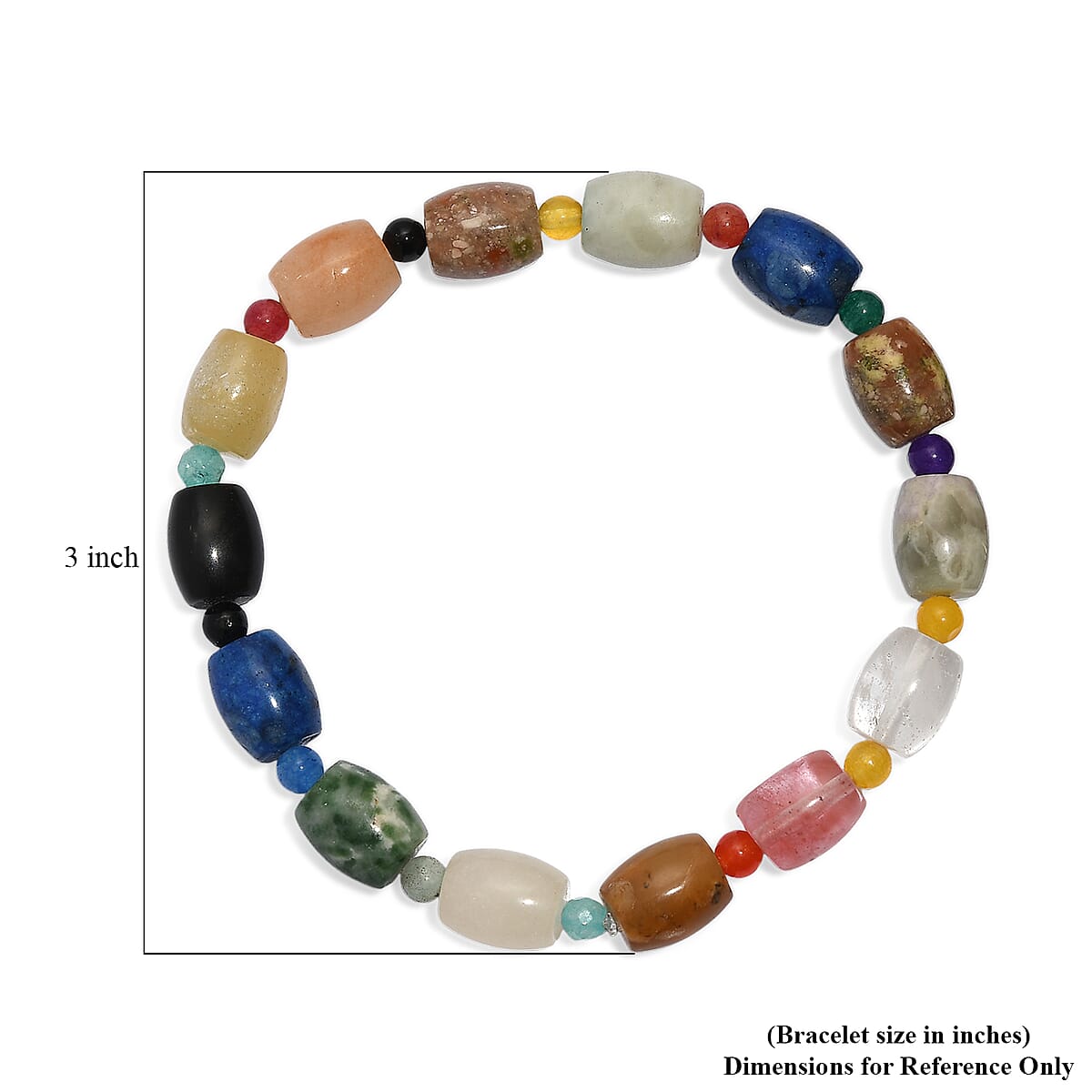 Multi Gemstone 110.15 ctw Beaded Stretch Bracelet image number 3