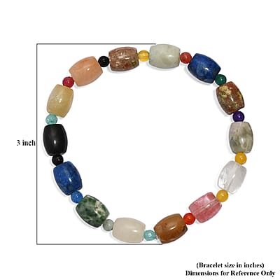 Multi Gemstone 110.15 ctw Beaded Stretch Bracelet