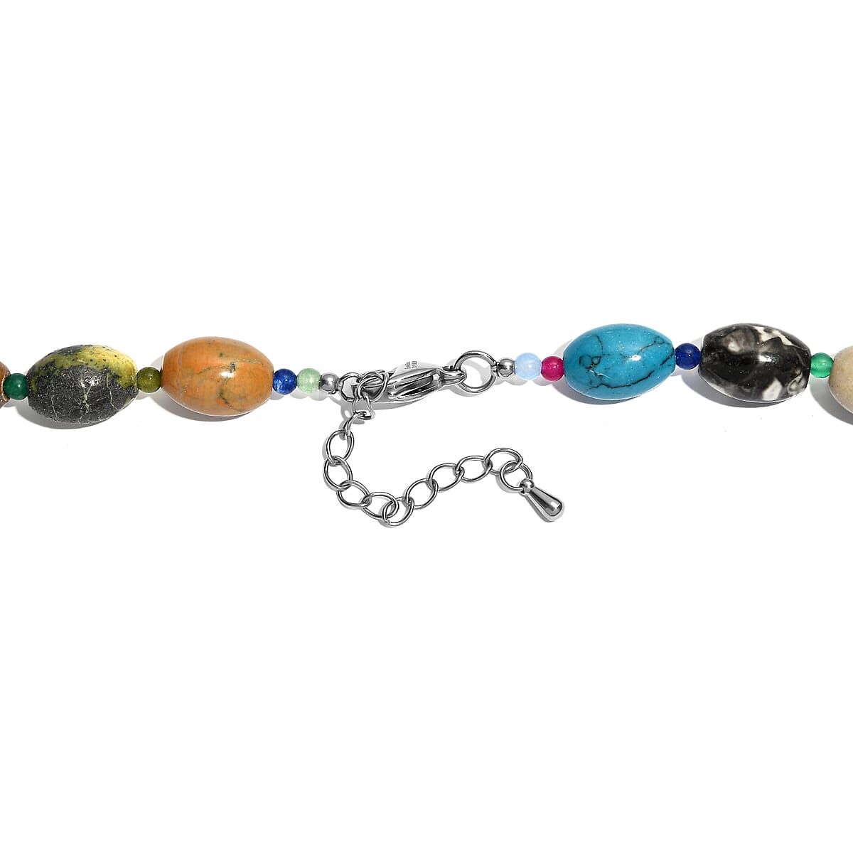 Multi Gemstone 300.00 ctw Beaded Necklace in Stainless Steel 20 Inches image number 4