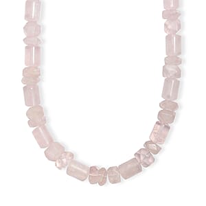 Galilea Rose Quartz 510.00 ctw Tumble and Beaded Necklace in Platinum Bond 20 Inches