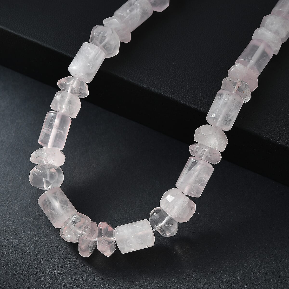 Galilea Rose Quartz 510.00 ctw Tumble and Beaded Necklace in Platinum Bond 20 Inches image number 1