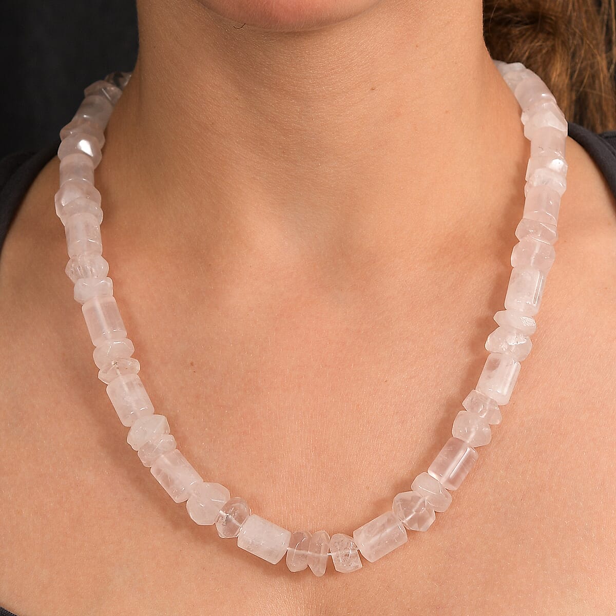 Galilea Rose Quartz 510.00 ctw Tumble and Beaded Necklace in Platinum Bond 20 Inches image number 2