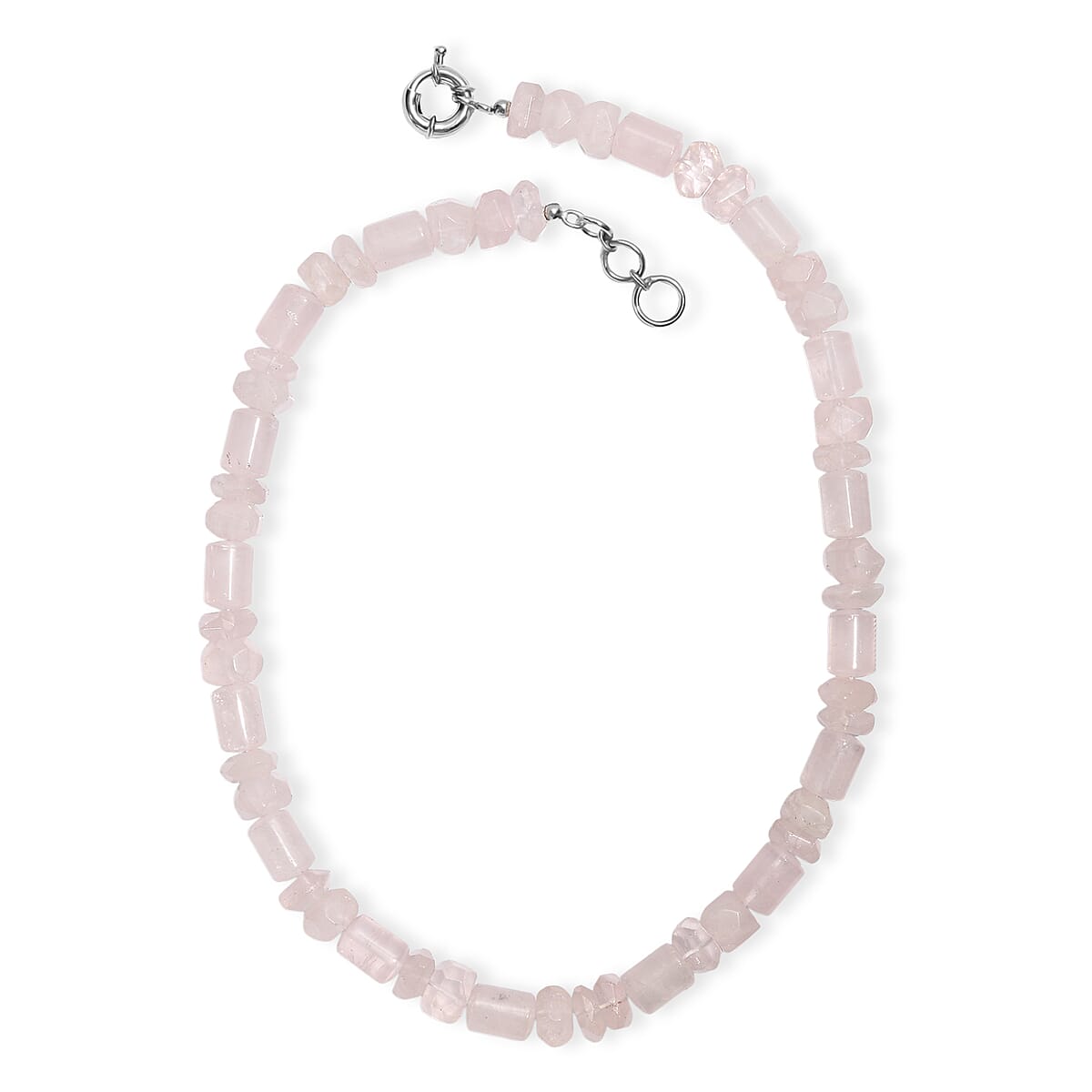 Galilea Rose Quartz 510.00 ctw Tumble and Beaded Necklace in Platinum Bond 20 Inches image number 3