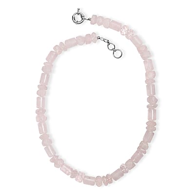 Galilea Rose Quartz 510.00 ctw Tumble and Beaded Necklace in Platinum Bond 20 Inches
