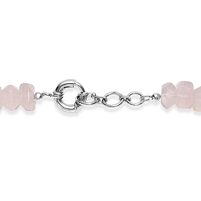 Galilea Rose Quartz 510.00 ctw Tumble and Beaded Necklace in Platinum Bond 20 Inches