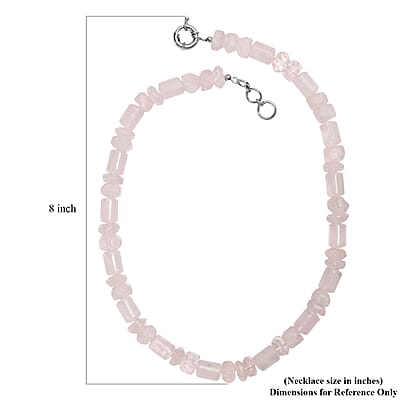 Galilea Rose Quartz 510.00 ctw Tumble and Beaded Necklace in Platinum Bond 20 Inches