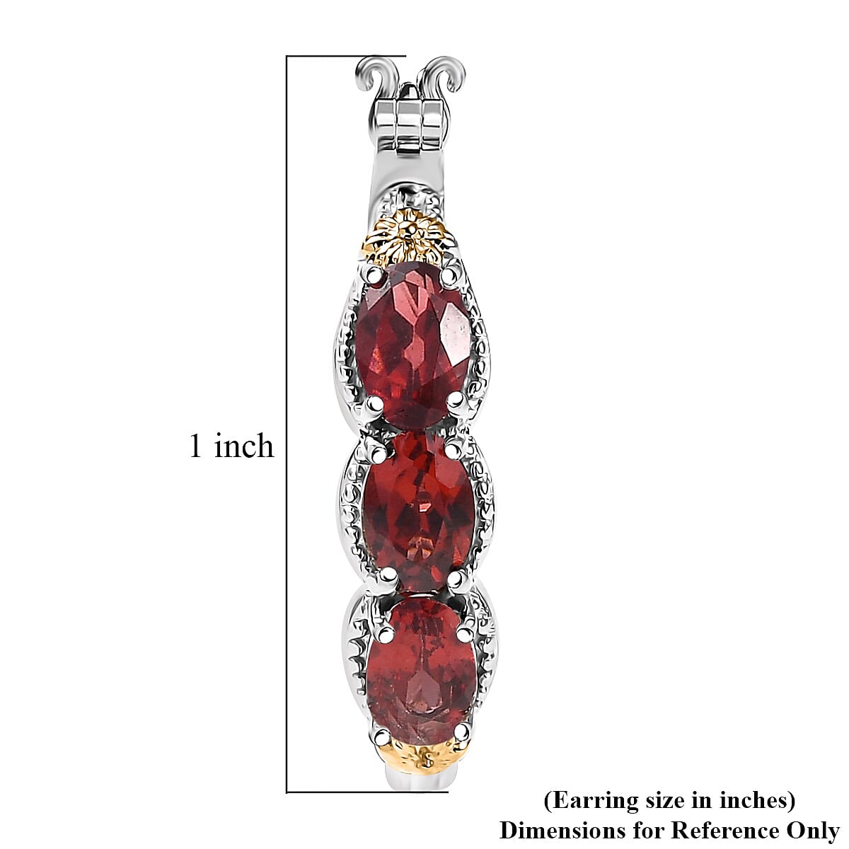 EverTrue Mozambique Garnet 3.50 ctw Hoop Earrings in 18K YG Plated and Platinum Bond image number 5