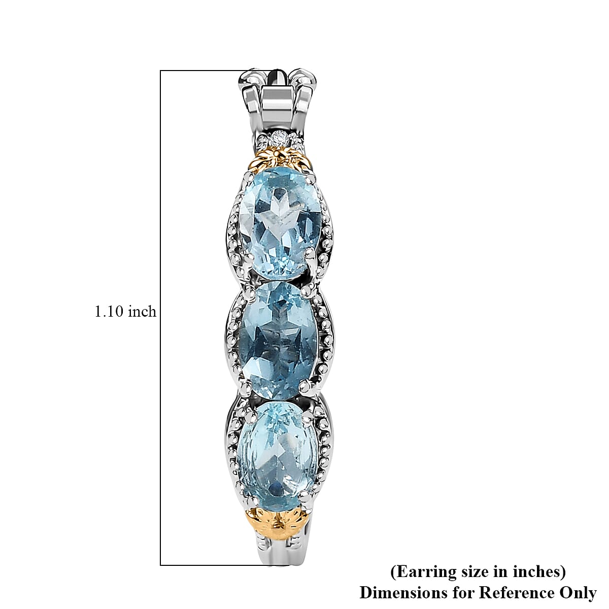 EverTrue Sky Blue Topaz 3.25 ctw Hoop Earrings in 18K YG Plated and Platinum Bond image number 4