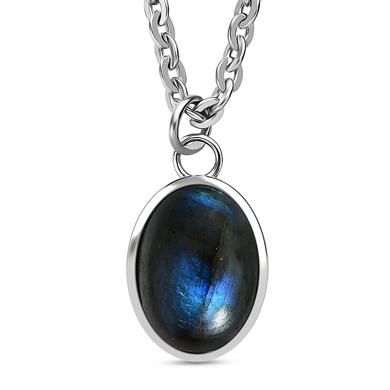 EverTrue Malagasy Labradorite 10.40 ctw Necklace in Stainless Steel 18 Inches