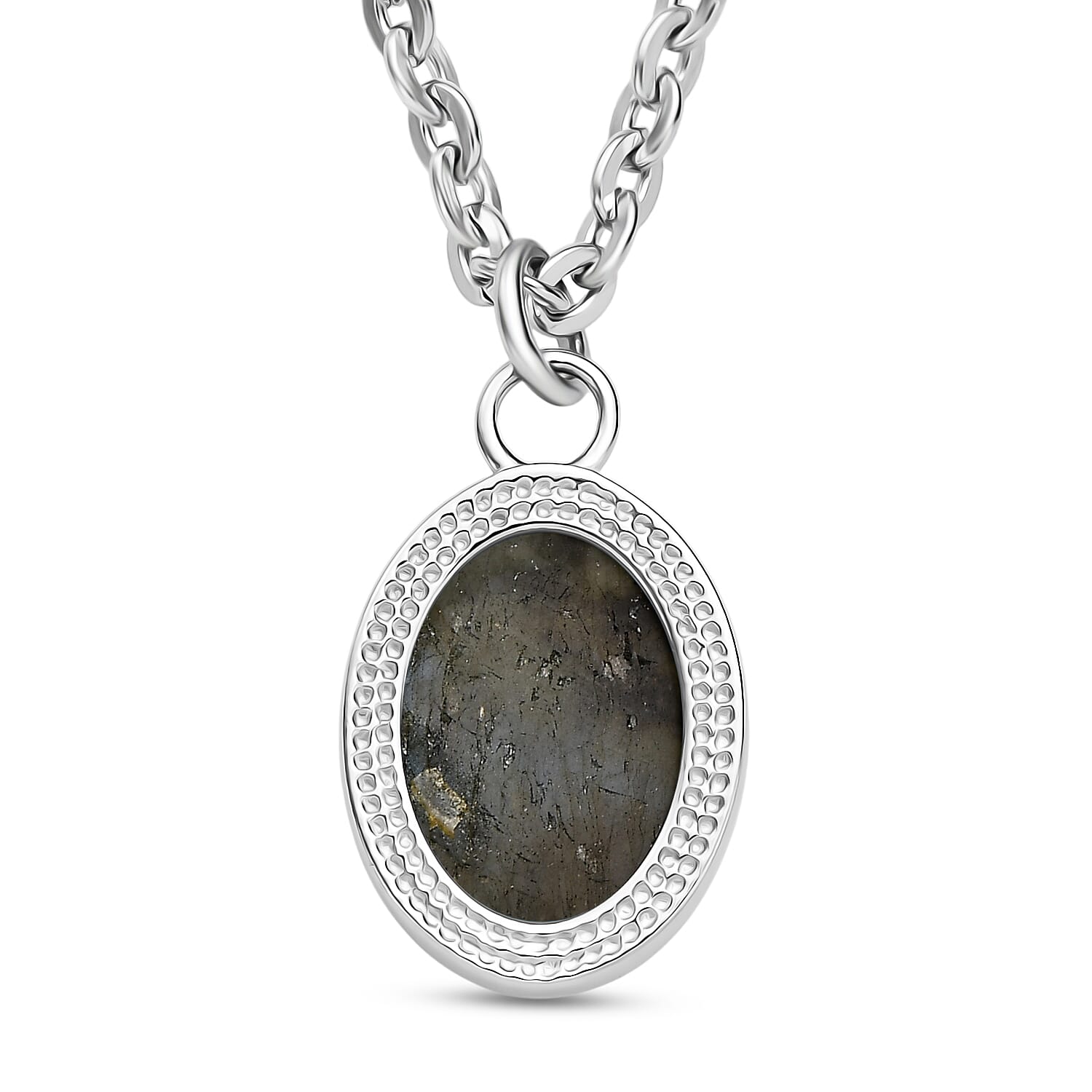 EverTrue Malagasy Labradorite 10.40 ctw Necklace in Stainless Steel 18 Inches