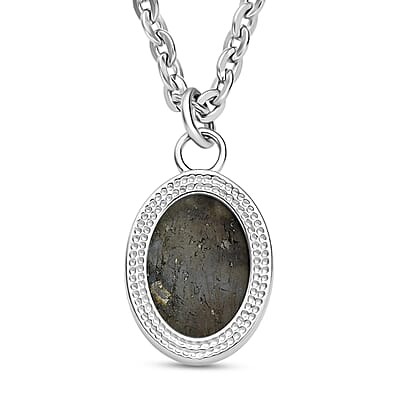 EverTrue Malagasy Labradorite 10.40 ctw Necklace in Stainless Steel 18 Inches