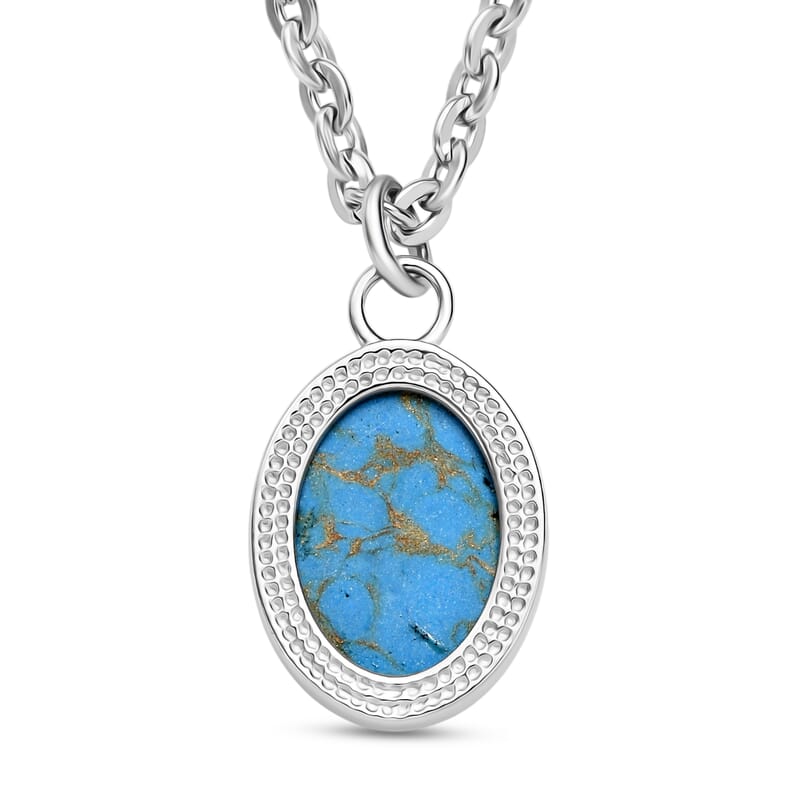 EverTrue Mojave Blue Turquoise 6.70 ctw Necklace in Stainless Steel 18 Inches