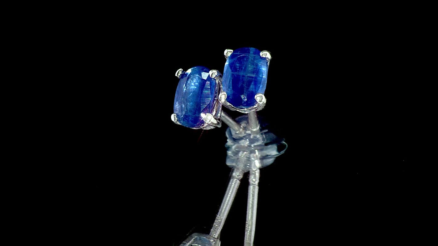D'Joy Premium Kashmir Kyanite 1.20 ctw Starborn Echoes Earrings in Rhodium Over Sterling Silver