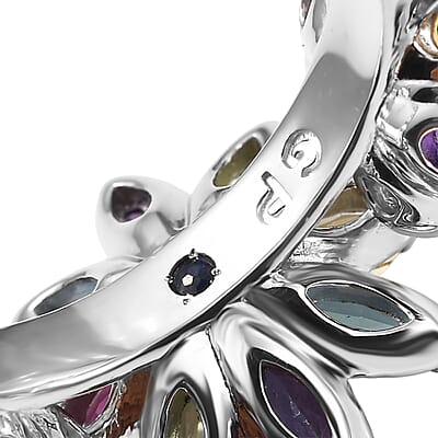 GP Italian Garden Collection Multi Gemstone 2.90 ctw Ring in Rhodium Over Sterling Silver (Size 10.0)