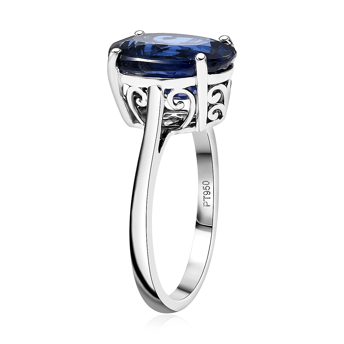 Rhapsody AAAA Kashmir Kyanite 8.25 ctw Blue Nova Ring in 950 Platinum (Size 7.0) image number 3