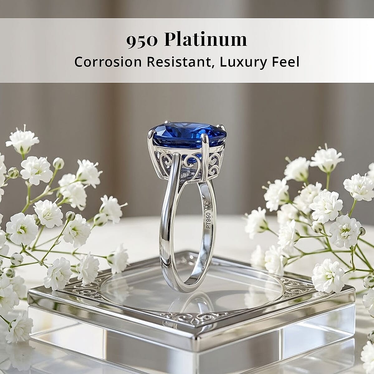 Rhapsody 950 Platinum AAAA Kashmir Kyanite Blue Nova Ring (Size 8.5) 8.25 ctw image number 3