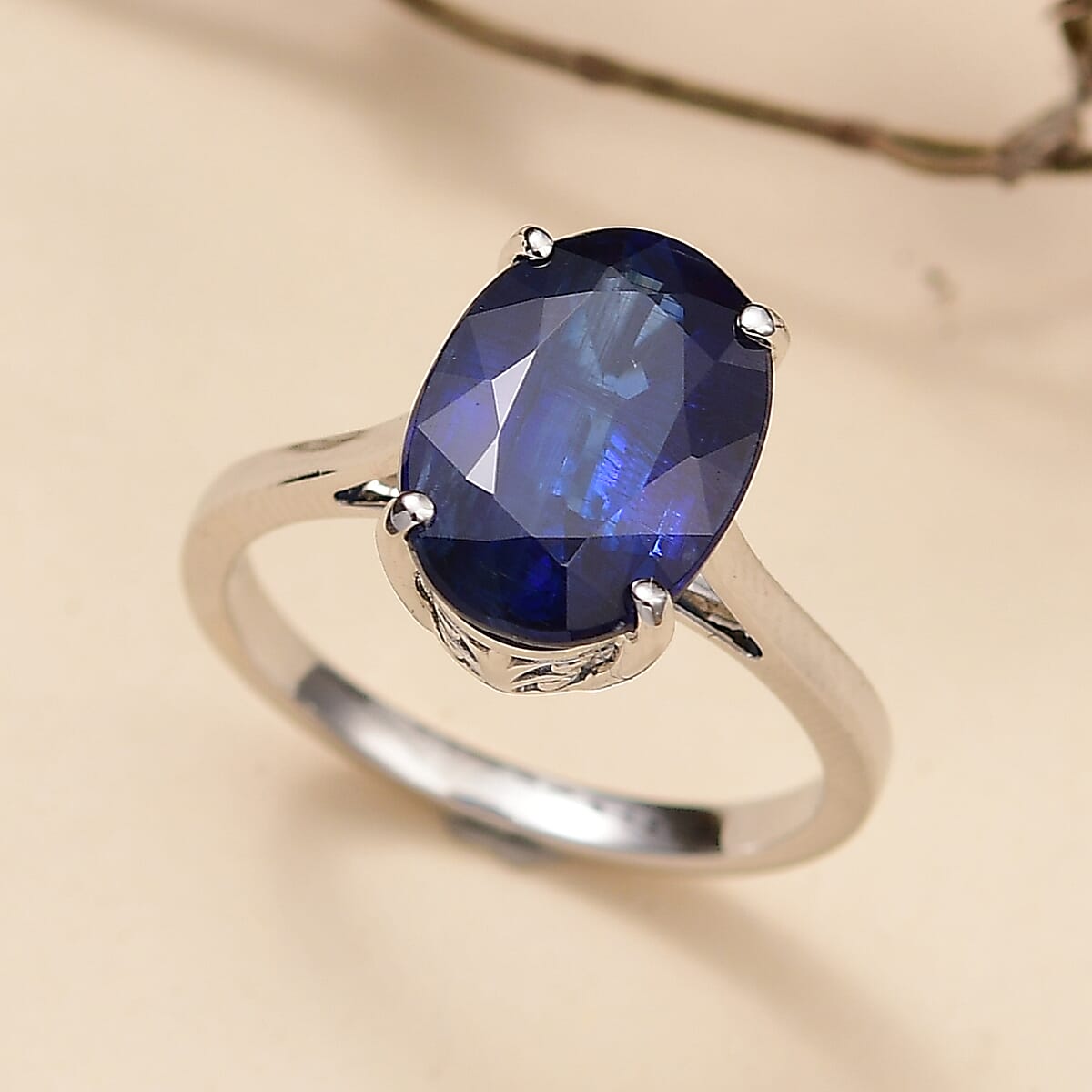 Rhapsody AAAA Kashmir Kyanite 8.25 ctw Blue Nova Ring in 950 Platinum (Size 9.0) image number 1