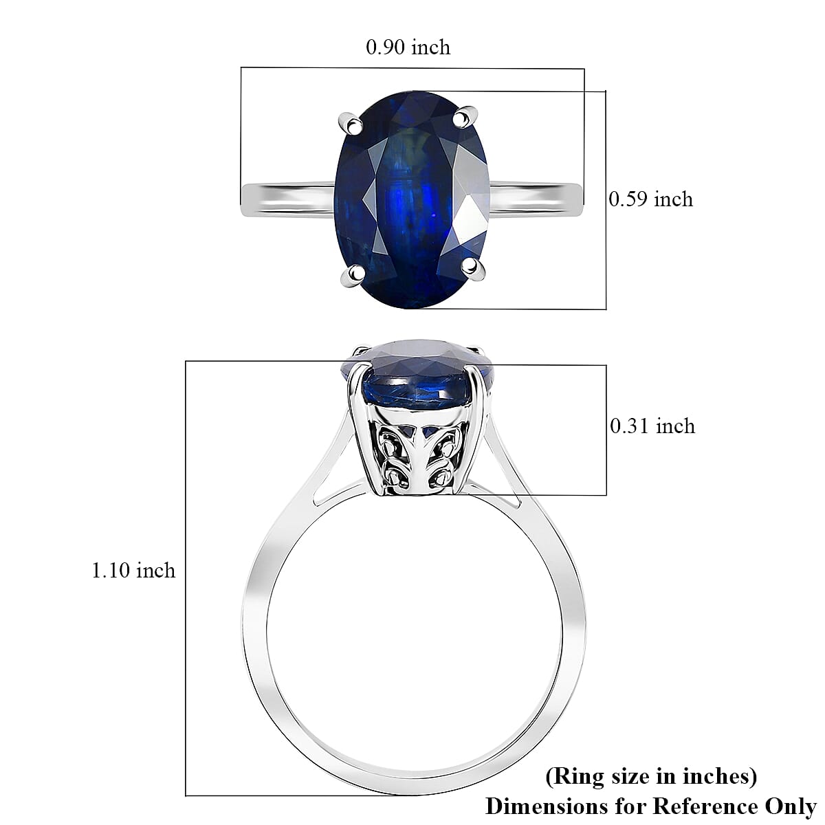 Rhapsody AAAA Kashmir Kyanite 8.25 ctw Blue Nova Ring in 950 Platinum (Size 9.0) image number 5