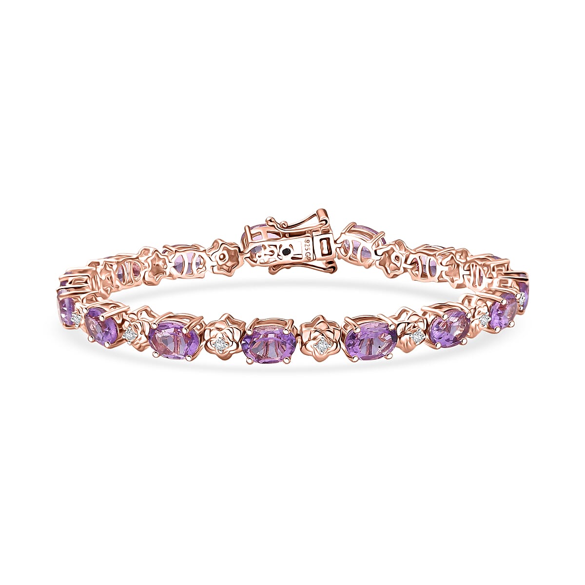 GP Italian Garden Collection Rose De France Amethyst and White Zircon 10.40 ctw Bracelet in 18K Vermeil Rose Gold Over Sterling Silver (6.50 In) image number 0