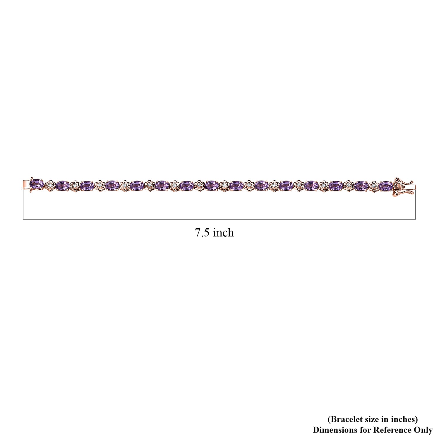 GP Italian Garden Collection Rose De France Amethyst and White Zircon 10.40 ctw Bracelet in 18K Vermeil Rose Gold Over Sterling Silver (6.50 In)