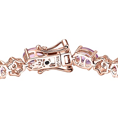 GP Italian Garden Collection Rose De France Amethyst and White Zircon 12.60 ctw Bracelet in 18K Vermeil Rose Gold Over Sterling Silver (8.00 In)