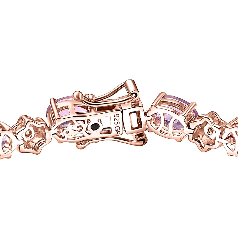 GP Italian Garden Collection Rose De France Amethyst and White Zircon 12.60 ctw Bracelet in 18K Vermeil Rose Gold Over Sterling Silver (8.00 In)