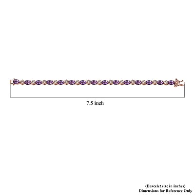 GP Italian Garden Collection Rose De France Amethyst and White Zircon 12.60 ctw Bracelet in 18K Vermeil Rose Gold Over Sterling Silver (8.00 In)