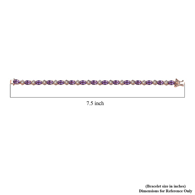 GP Italian Garden Collection Rose De France Amethyst and White Zircon 12.60 ctw Bracelet in 18K Vermeil Rose Gold Over Sterling Silver (8.00 In)